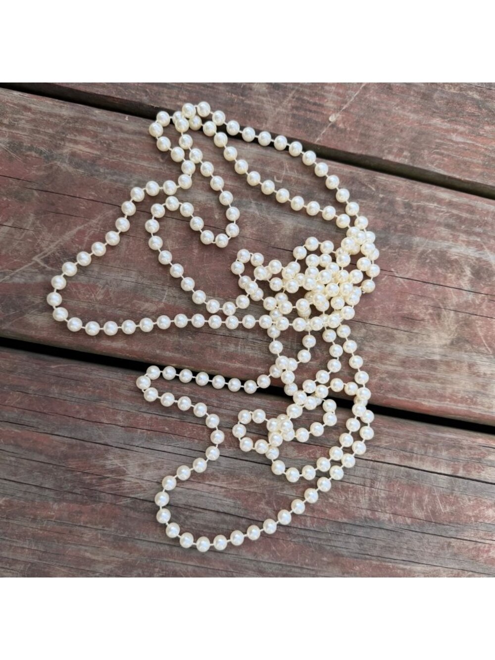 Vintage Faux Pearl Beaded Long Necklace